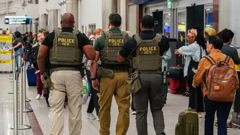 Immigration and Customs Enforcement officers seen at the John F Kennedy airport
