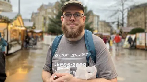 Victoria Scheer/BBC Gavin Nicol from Bournemouth at Sheffield Christmas market