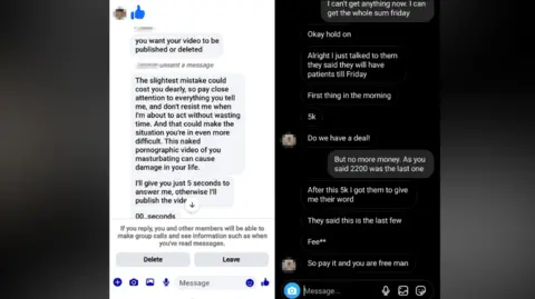 Merseyside Police A composite of texts sent by the offender to Peter.