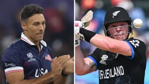 USA's Shadley van Schalkwyk (L) and New Zealand's Tim Seifert (R)