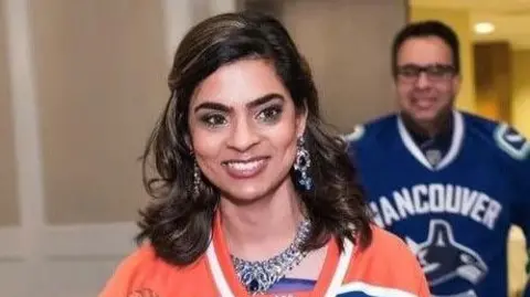 Shelina Gwaduri Shelina Gwaduri pictured on her wedding day nine years ago donning an Edmonton Oilers jersey