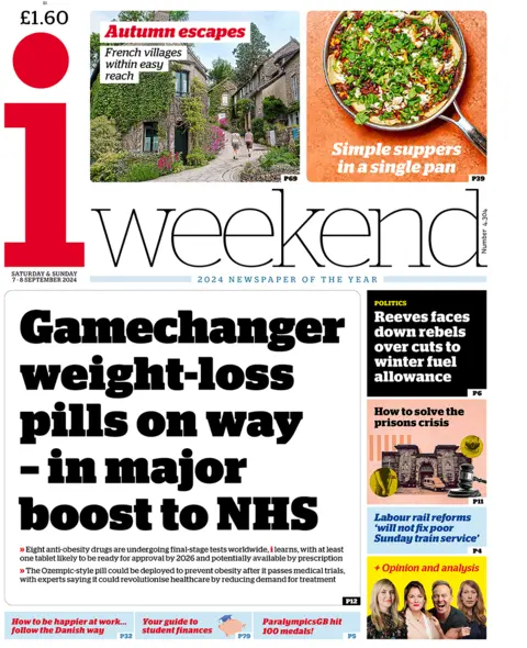 The iWeekend headlines "gamechanger weight-loss pills connected  mode   - successful  large   boost to NHS"