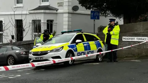 Police activity in College Avenue Plymouth near the junction with Meadfoot Terrace