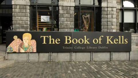 Getty Book of Kells banner at TCD Dublin
