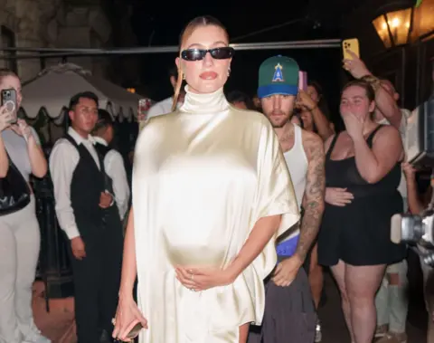 Getty Images Justin Bieber and Hailey Bieber are seen on June 23, 2024 in New York City.