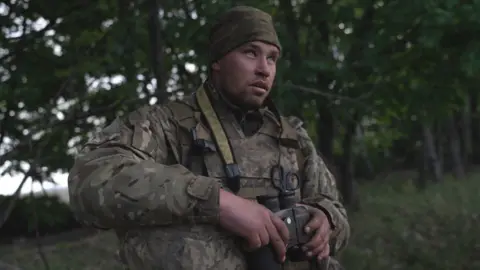 BBC/Lee Durant Ukrainian soldier at the front