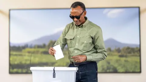 Office of the President of Rwanda Image of Rwandan President Paul Kagame casting his vote in the country's election on July 15, 2024