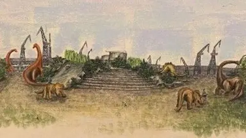 Family handout A painting of dinosaur park proposals