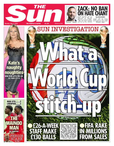 The headline on the front page of the Sun reads: "What a World Cup stitch-up."