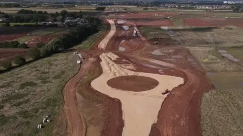 Urban and Civic Aerial view of the Southern Link Road under contruction that will connect the A1 to the A46 near Newark