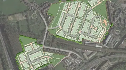 A site plan showing planned new homes for Elland