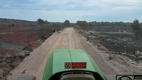 Supplied The view of the Dunwich Heath heathland from the cab of a green tractor. 
