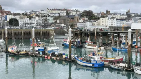 Fishing vessels anchored at Fish Quay