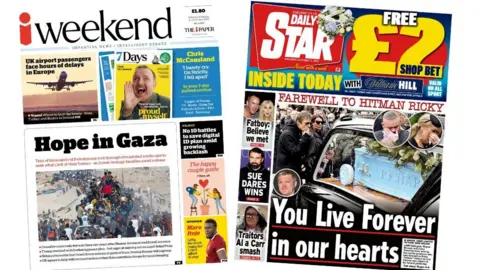The front pages of the i Paper and the Daily Star.