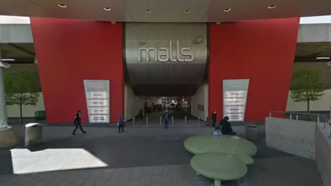 Google The exterior of The Malls shopping centre in Basingstoke, which has red panels