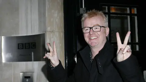 Getty Images Chris Evans leaving BBC Radio Studios where he had just presented his first breakfast show on Radio 2 on January 11, 2010 in London, England. 