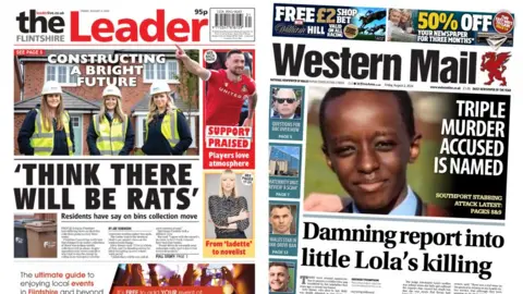 Flintshire Leader/Western Mail front pages