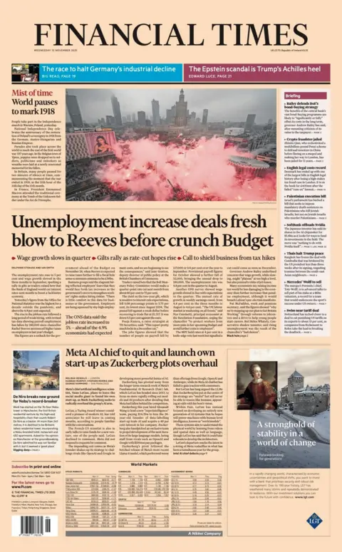  "Unemployment increase deals fresh blow to Reeves before crunch Budget".