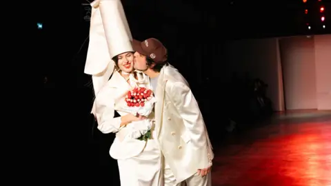 Getty Images Vivienne Westwood wedding dress and suit design on the catwalk 