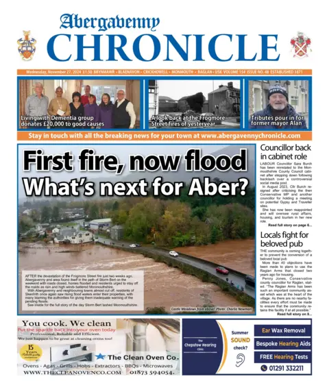 Abergavenny Chronicle Front page of the Abergavenny Chronicle