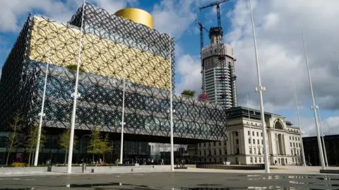 Centenary Square in Birmingham, including the city library. 