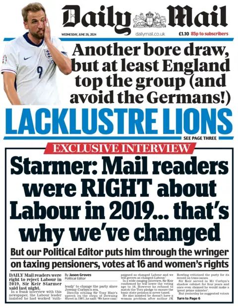 Daily Mail: Starmer, Mail readers were right about Labour in 2019...that's why we've changed