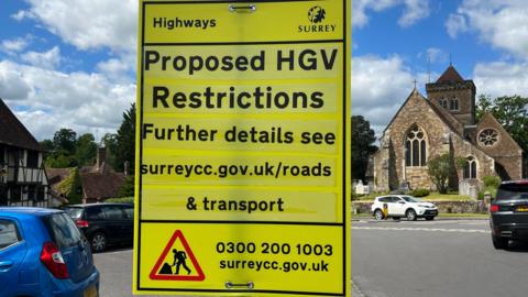 A sign warning of the proposed restrictions 