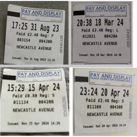 Donna Nash Photos of tickets showing people have only entered one letter