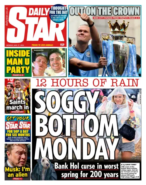 The headline on the front page of the Daily Star read: "Monday below rain"