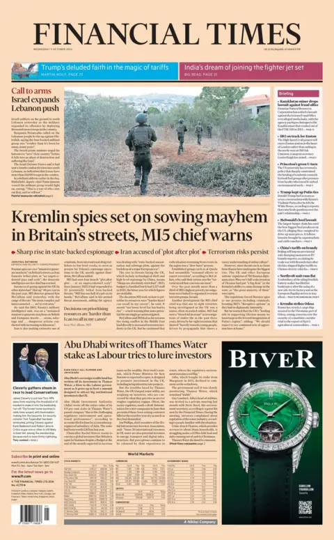 Front page of the Financial Times