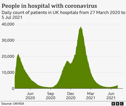 Chart showing infirmary Covid cases