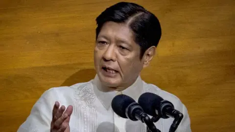 Getty Images Philippine President Ferdinand Marcos Jr delivers his third State of the Nation Address in the Philippines.