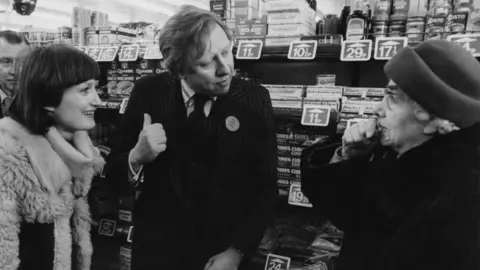 Getty Images Roy Hattersley and Tessa Jowell campaigning in the late 1970s
