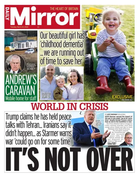The headline on the front page of the Daily Mirror reads: "It's Not Over."