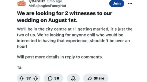 Reddit A screenshot of the Reddit post that Seán posted. 