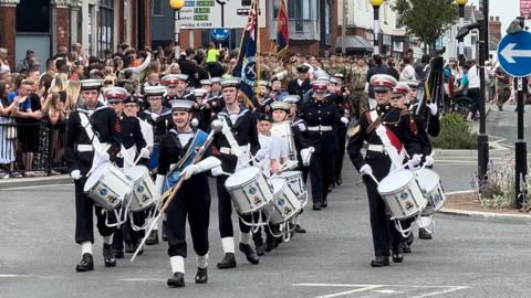 Naval cadets band marching