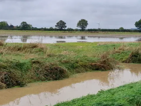 Flooded farm field in Lincolnshire