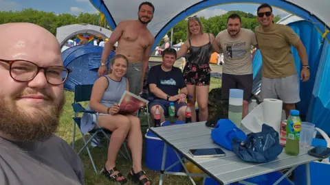 From left to right: Bradley Cooper-Barnard and his friends Rodceli, Claudio, Wouter, Sarina, Jasper, Adolfo