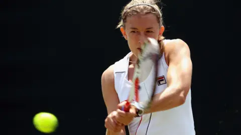 Getty Images Former tennis player Dr. Anna Fitzpatrick plays a tennis match in 2011