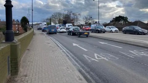 BBC The A49 bridge in Hereford city centre