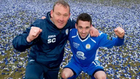 Sandy and Nicky Clark celebrate winning the 2013 Challenge Cup for Queen of the South