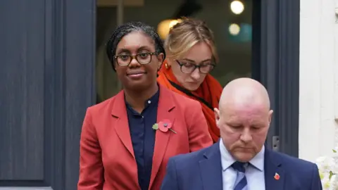 PA Newly elected leader of the Conservative Party, Kemi Badenoch, leaves party headquarters in Matthew Parker St, central London, 4 November. 