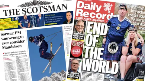 Front pages of Scotsman and Daily Record