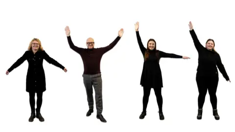 University of Wolverhampton From left to right) Dr Nicola Allen, Professor Sebastian Groes, Megan Powell and Beth Young from the School of English Literature and Psychology 