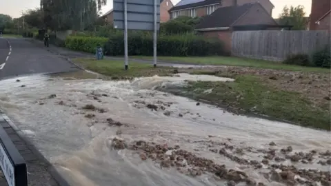 Swindon Borough Council Flood water on the B4534 Whitehill Way