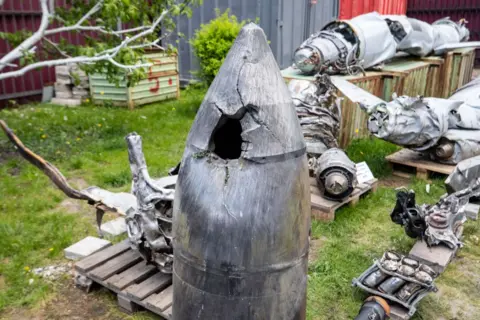 Getty Missile remains on display in Kyiv, 12 May 2024