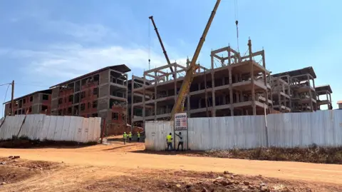 Partly built accommodation for asylum seekers who were meant to be deported from the UK to Rwanda.