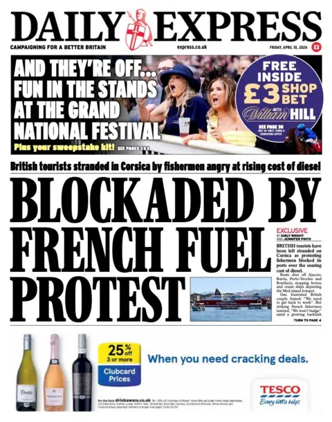  “Blockaded by French fuel protest”.