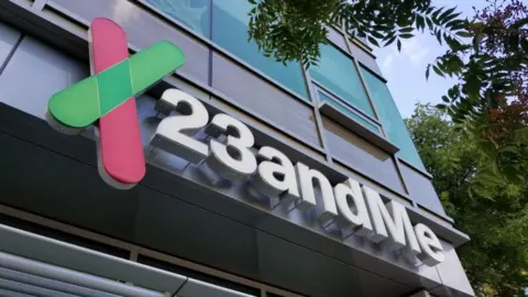 Getty Images The logo of 23andMe on a sign outside an office building