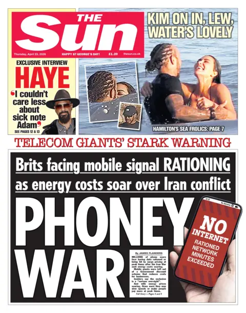"Phoney war" reads the headline on the front page of the Sun.